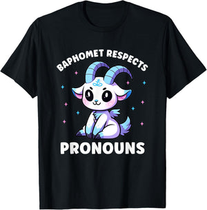Transgender Baphomet Respects Pronouns Trans Pride T-Shirt - T-Shirt | Black