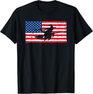 Witch American Flag July 4th USA Patriotic Halloween Kids Men T-Shirt - T-Shirt | Black