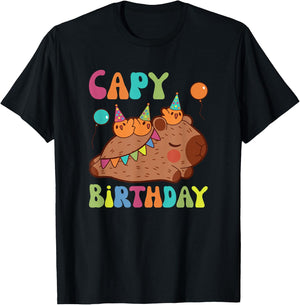 Capybara Capy Birthday Pun Happy Birthday T-Shirt - T-Shirt | Black