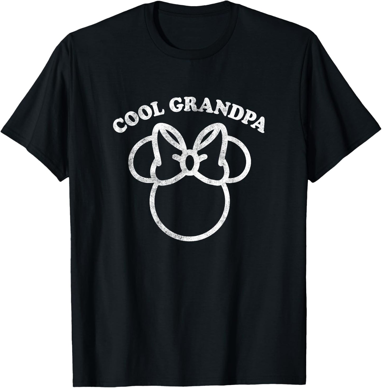 Disney Minnie Mouse Vintage Cool Grandpa Bow Outline Logo T-Shirt - T-Shirt | Black