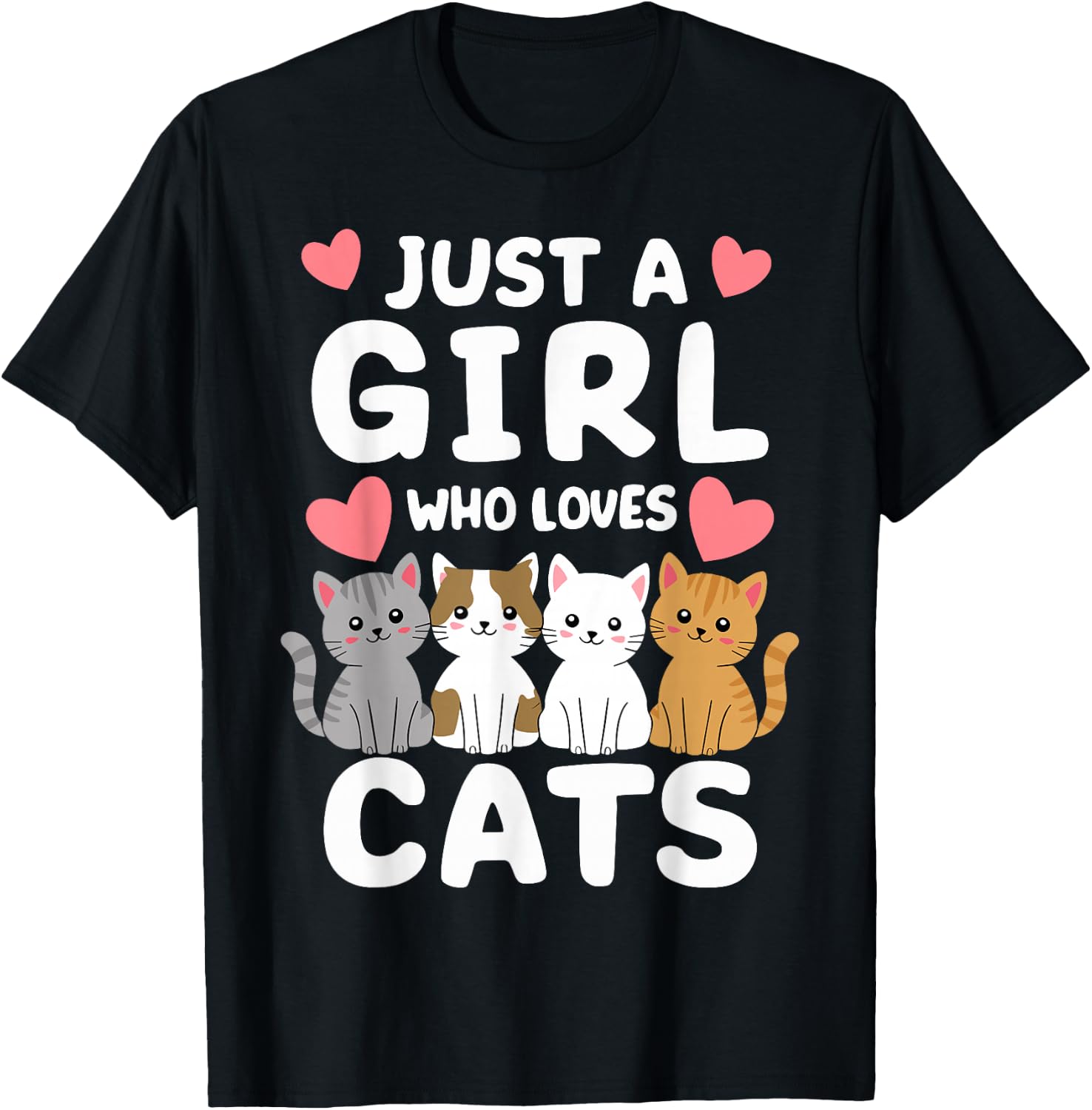 Cat Just A Girl Who Loves Cats T-Shirt - T-Shirt | Black
