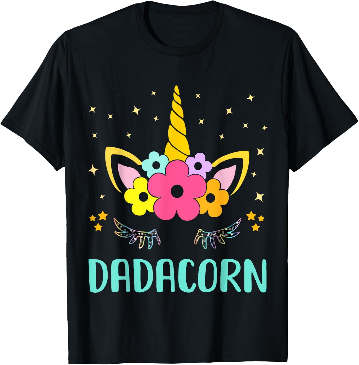 Dadacorn Dadicorn Daddycorn Unicorn Dad kids Fathers Day T-Shirt - T-Shirt | Black