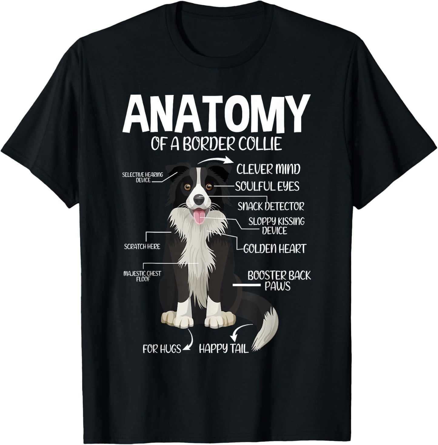 Funny Anatomy Border Collie Dog Lover T-Shirt - T-Shirt | Black
