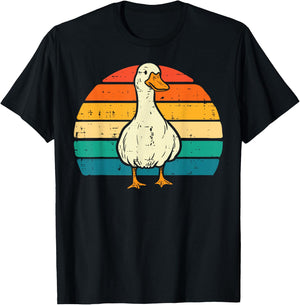 Duck Sunset Retro Goose Farm Animal Farmer Women Men Kids T-Shirt - T-Shirt | Black