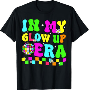 In My Glow Up Era Groovy Retro Colorful Boys Girls Kids T-Shirt - T-Shirt | Black