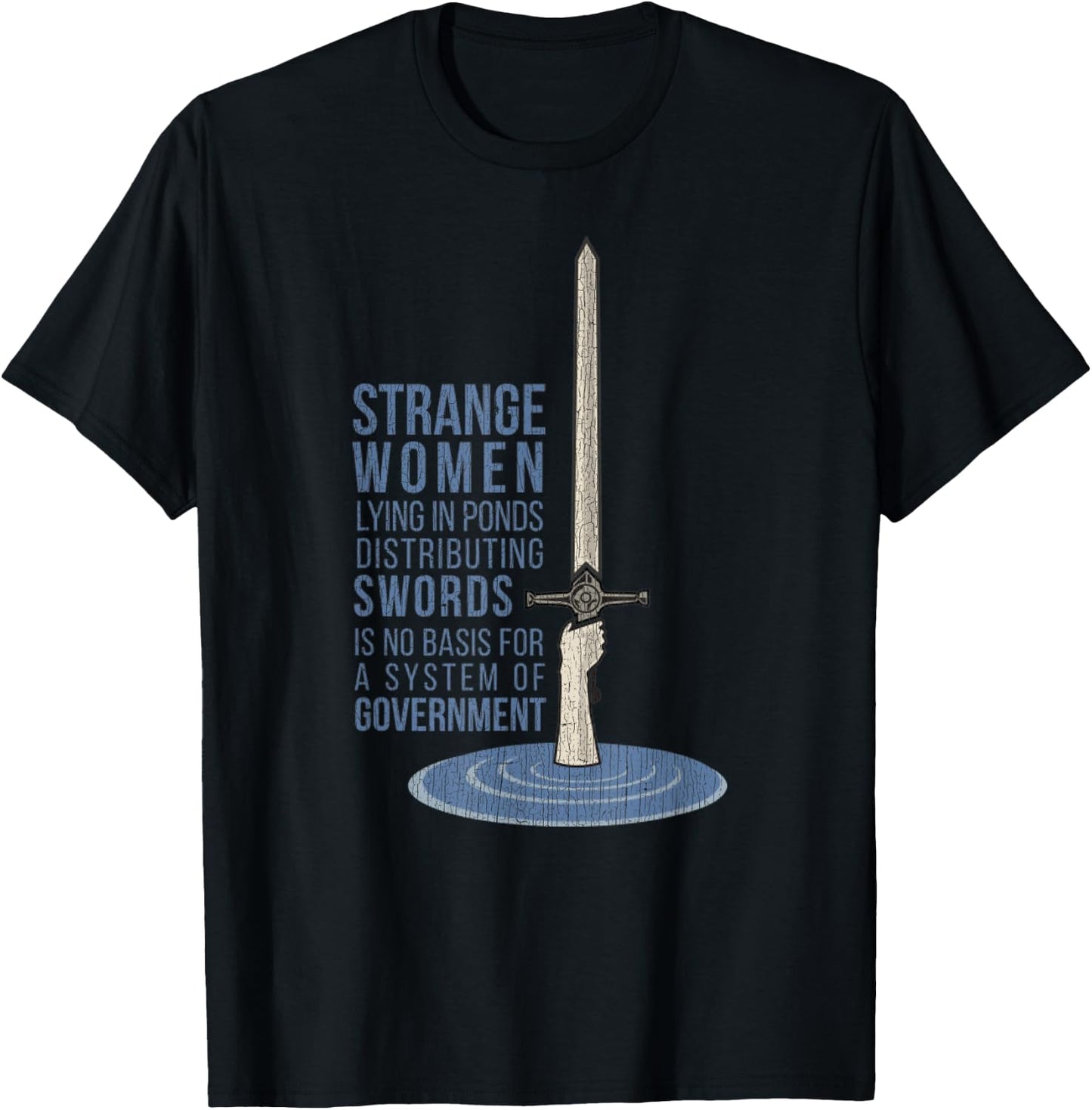 Vintage Strange Women Lying In Ponds Distributing Swords T-Shirt - T-Shirt | Black