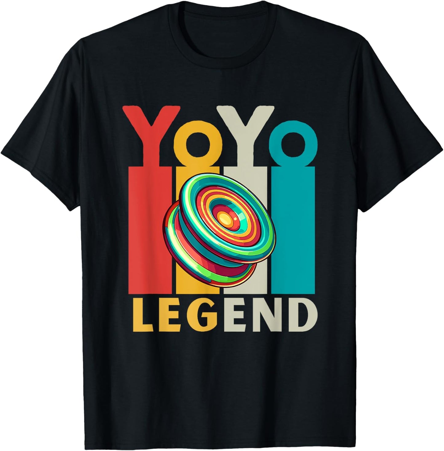Yo-Yo Player Toy | Vintage Lettering Yoyo Legend T-Shirt - T-Shirt | Black