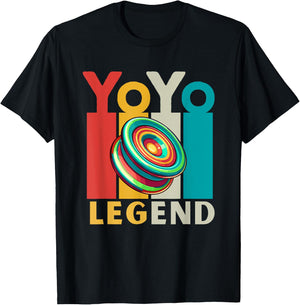 Yo-Yo Player Toy | Vintage Lettering Yoyo Legend T-Shirt - T-Shirt | Black
