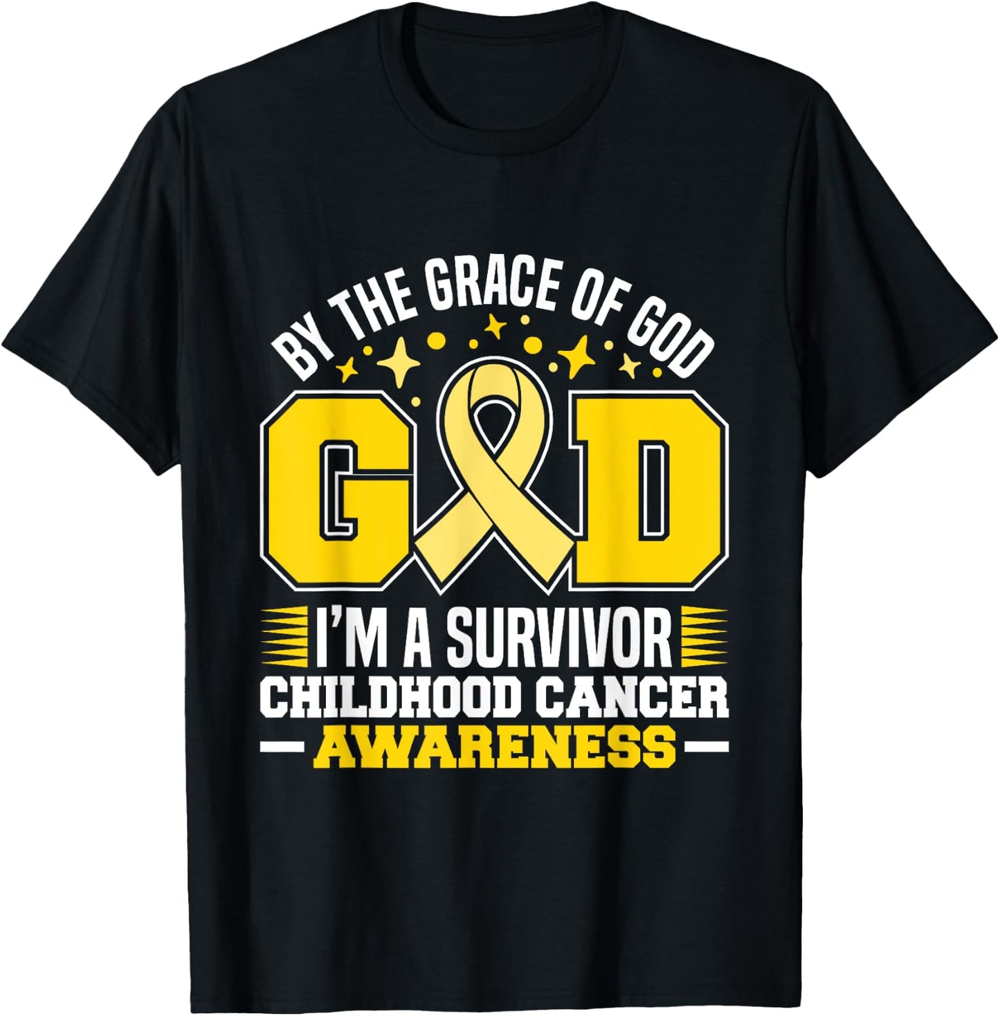 By The Grace God I'm A Survivor Childhood Cancer Survivor T-Shirt - T-Shirt | Black