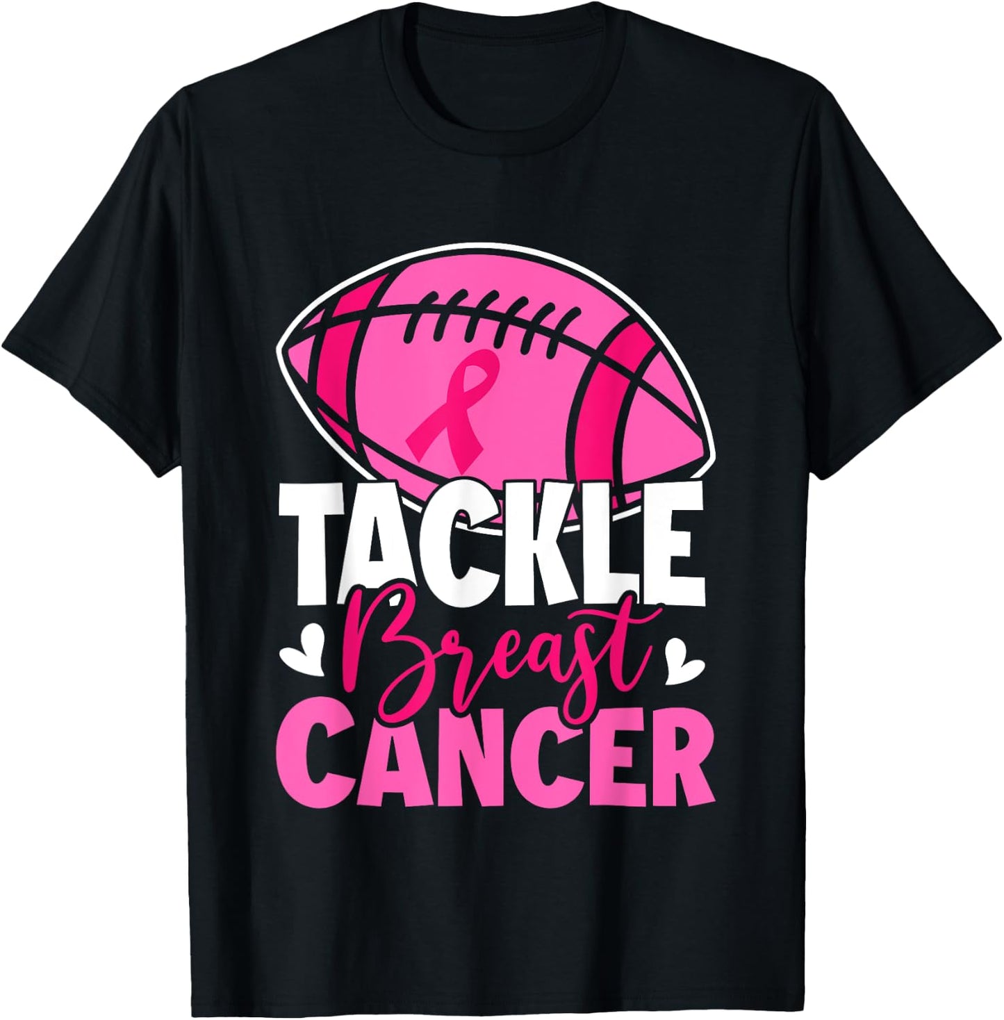 Football Breast Cancer Awareness Tackle Pink Ribbon Boy Kids T-Shirt - T-Shirt | Black
