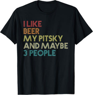 Pitsky Dog Owner Beer Lover Quote Funny Vintage Retro Men Women T-Shirt - T-Shirt | Black