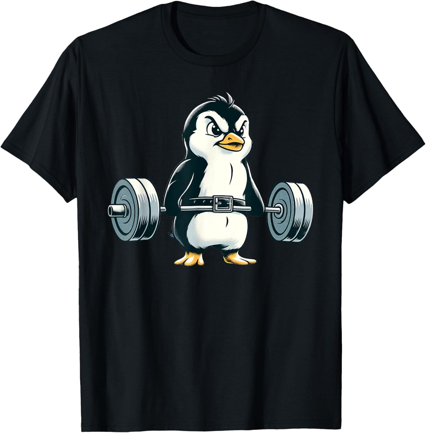 Penguin Powerlifting Weightlifting Gym Workout T-Shirt - T-Shirt | Black