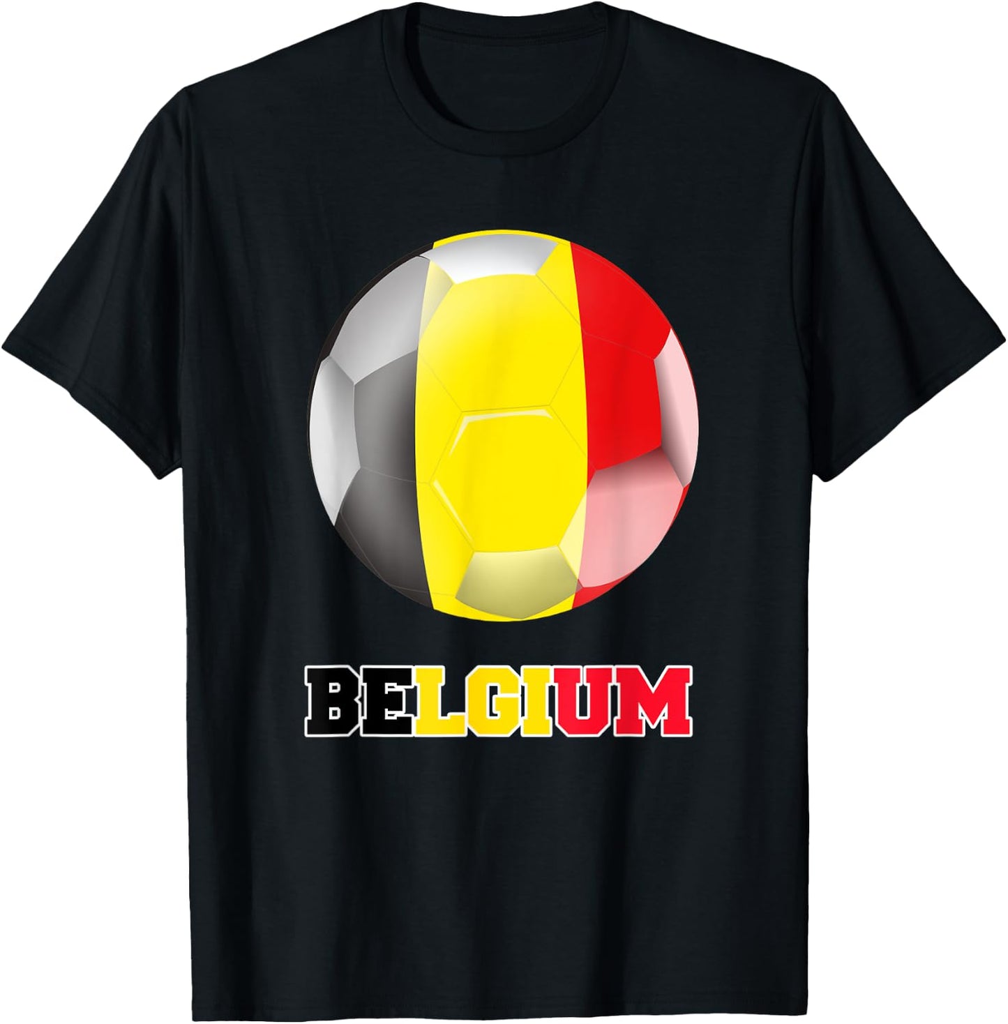 Belgium Soccer Shirt Soccer Ball Belgian Flag Soccer T-Shirt - T-Shirt | Black