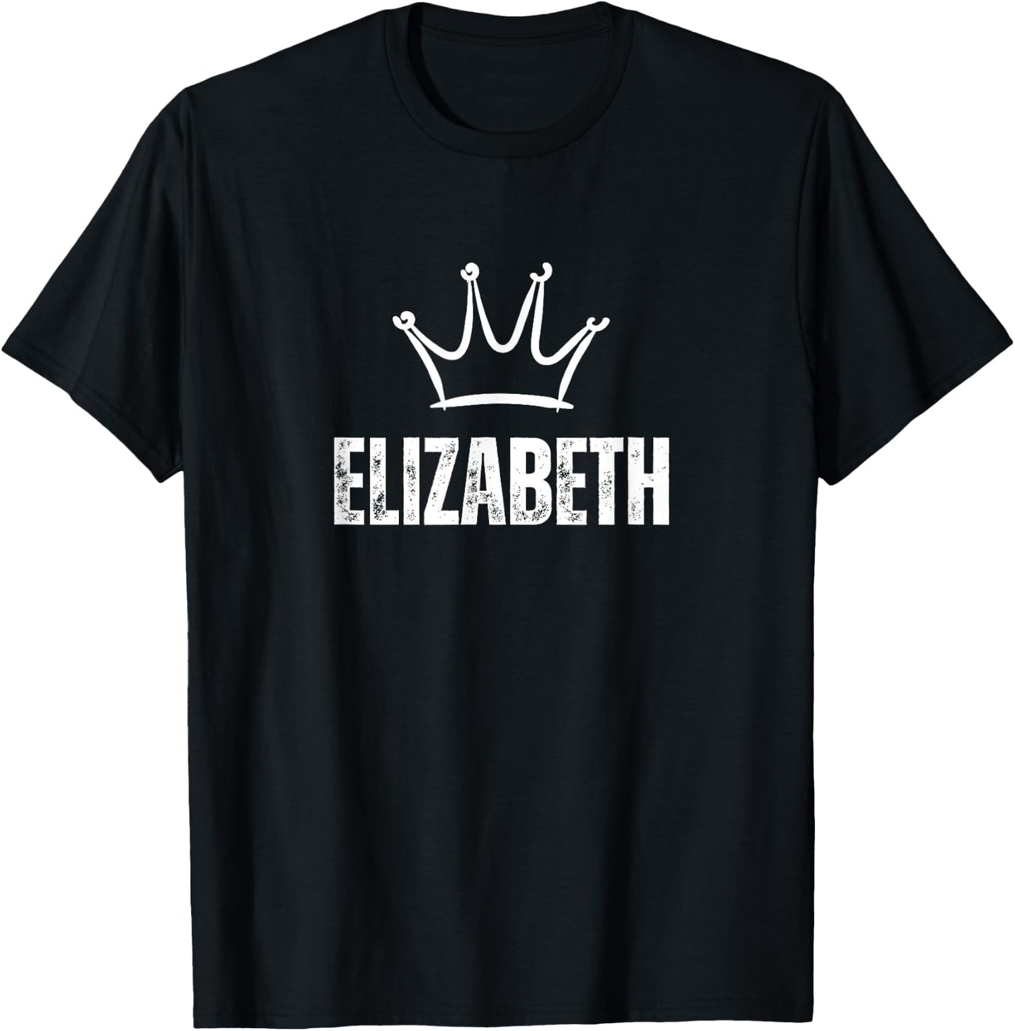 Elizabeth Queen Crown - Custom First Name Birthday #1 Winner T-Shirt - T-Shirt | Black