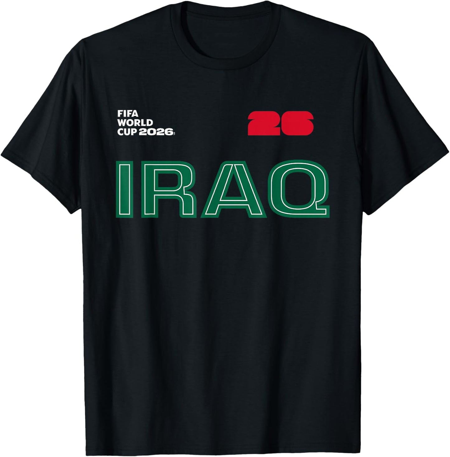 FIFA World CUP26 Iraq Outline Graphic T-Shirt - T-Shirt | Black