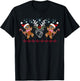 Floral Heart Reindeer Gingerbread Christmas Cardiac Nurse T-Shirt - T-Shirt | Black