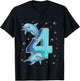 4 Year Old Dolphin 4th Birthday Girl Party Dolphin Lover T-Shirt - T-Shirt | Black