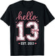 Hello Thirteen Est 2013 Coquette Bow 13th Birthday Girl T-Shirt - T-Shirt | Black