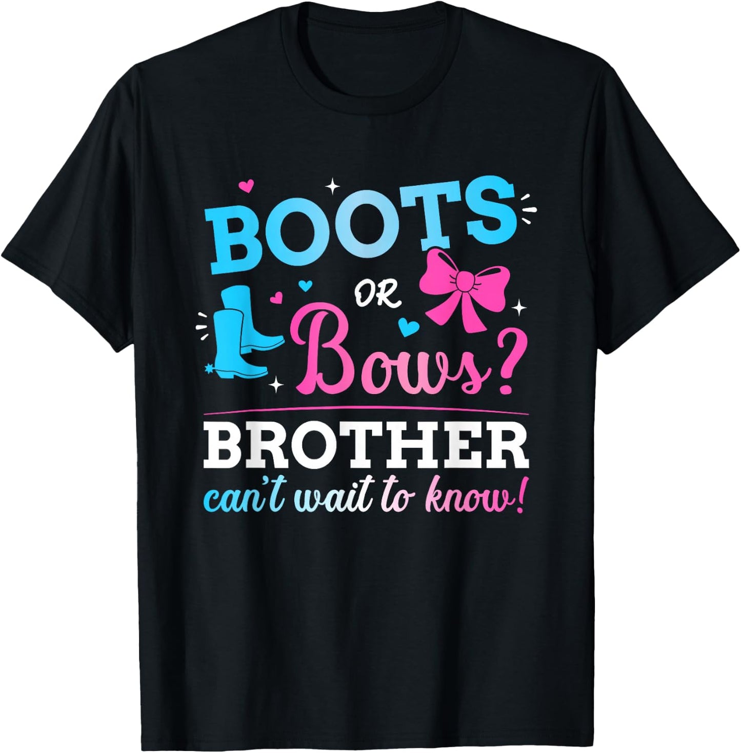 Gender reveal boots or bows brother matching baby party T-Shirt - T-Shirt | Black
