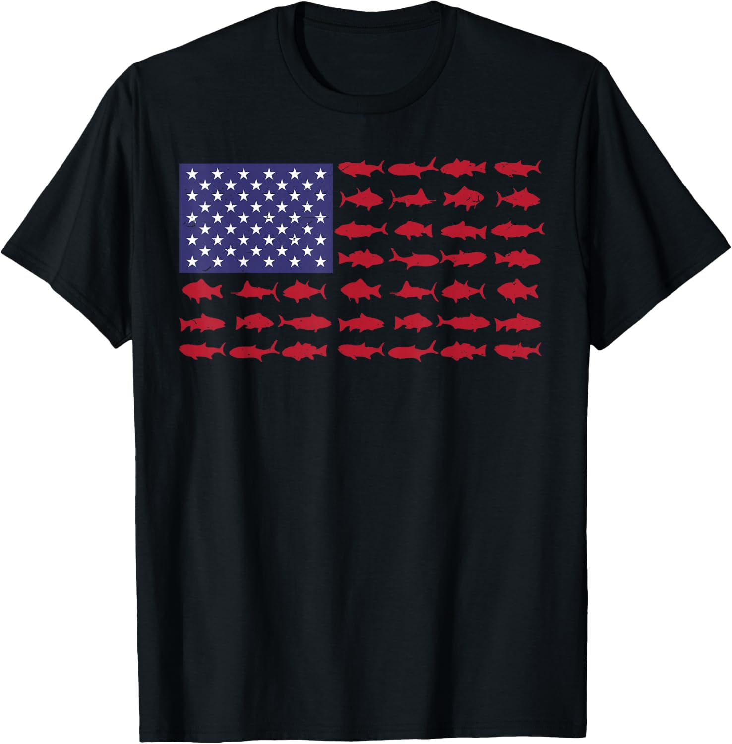 American Flag Fishing-Shirt Men Kids Bass Fish Dad Patriotic T-Shirt - T-Shirt | Black