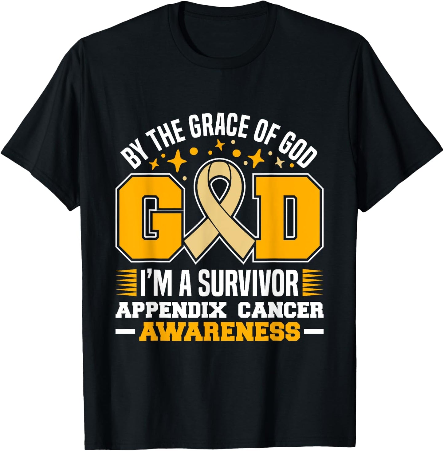 By The Grace God I'm A Survivor Appendix Cancer Survivor T-Shirt - T-Shirt | Black