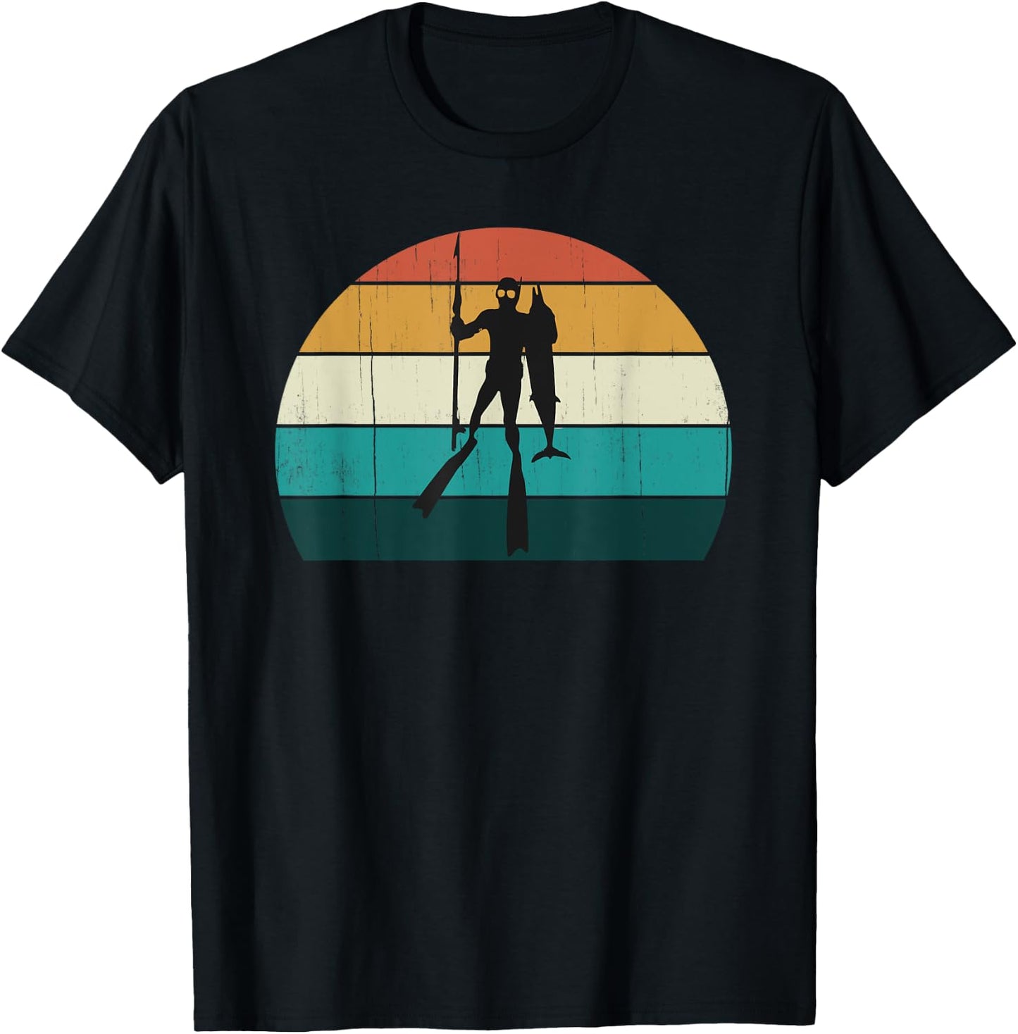 Retro Spearfishing Diver: Vintage Fisherman / Fishing Diving T-Shirt - T-Shirt | Black
