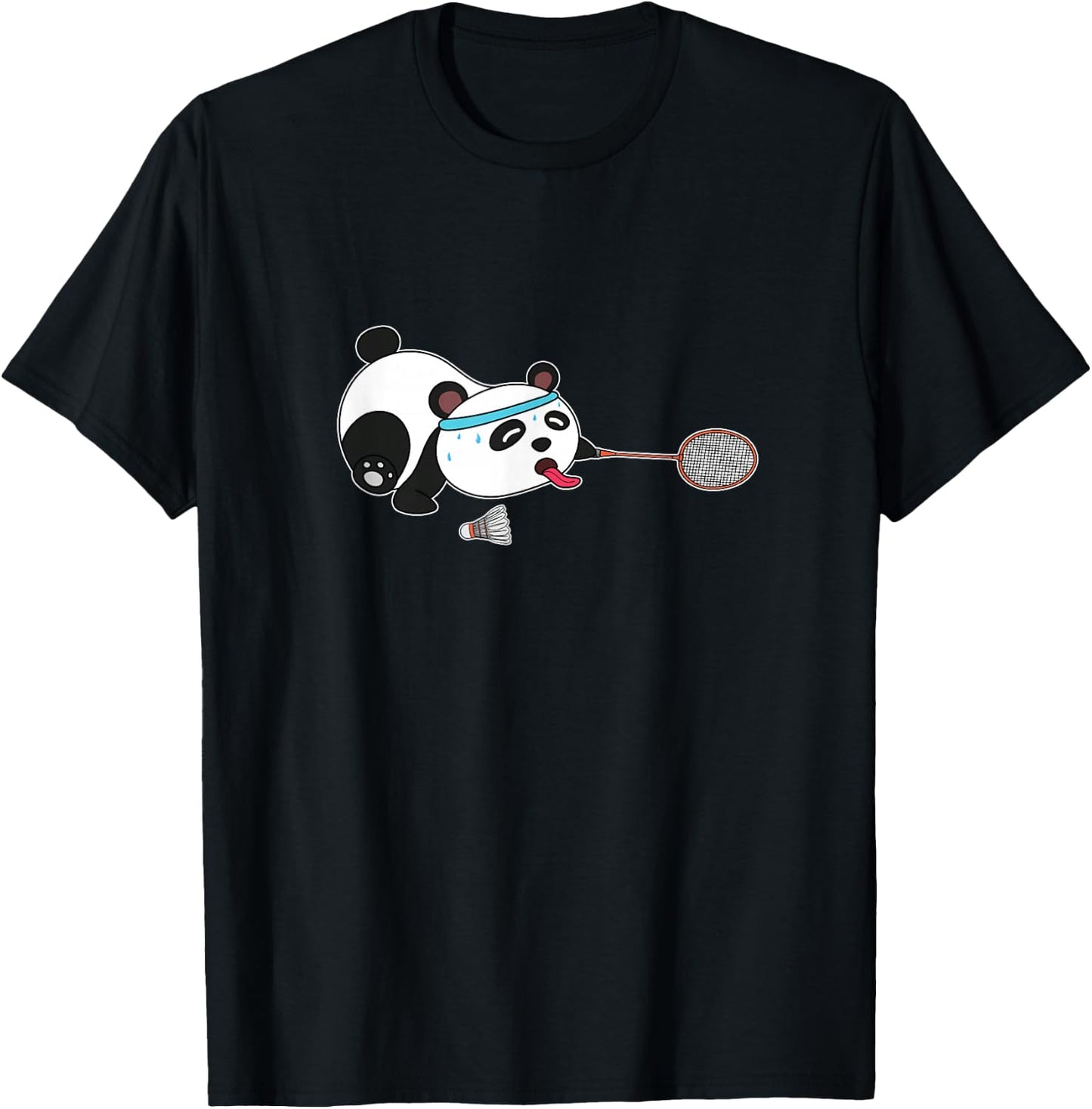 Panda Animals Badminton Shuttlecocks T-Shirt - T-Shirt | Black