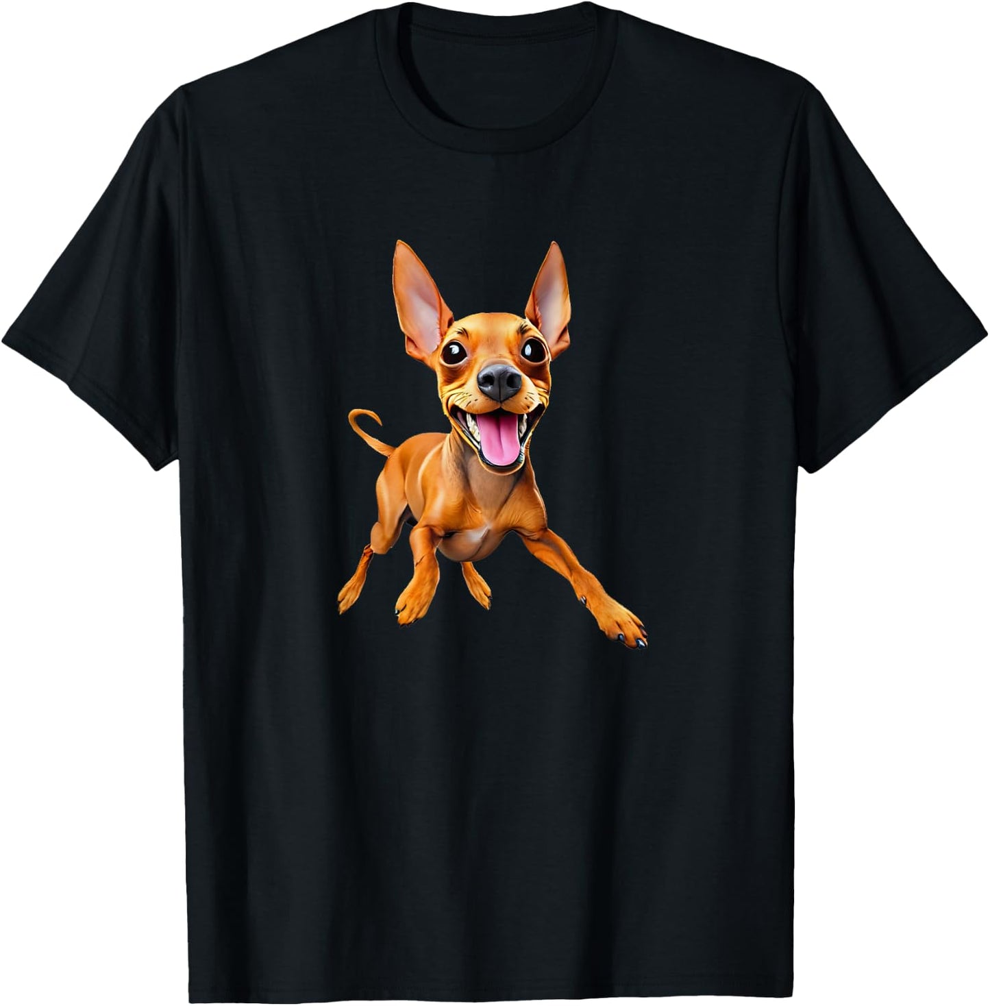 Minpin miniature pinscher min pin puppy dog dad mom kids pet T-Shirt - T-Shirt | Black