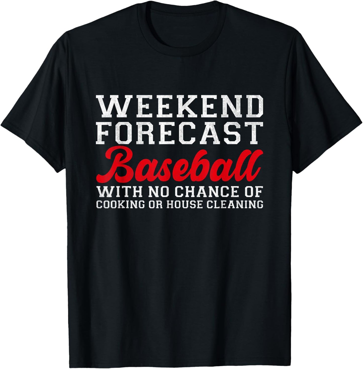 Retro Baseball Mom Mother's Day Weekend Forecast Baseball T-Shirt - T-Shirt | Black