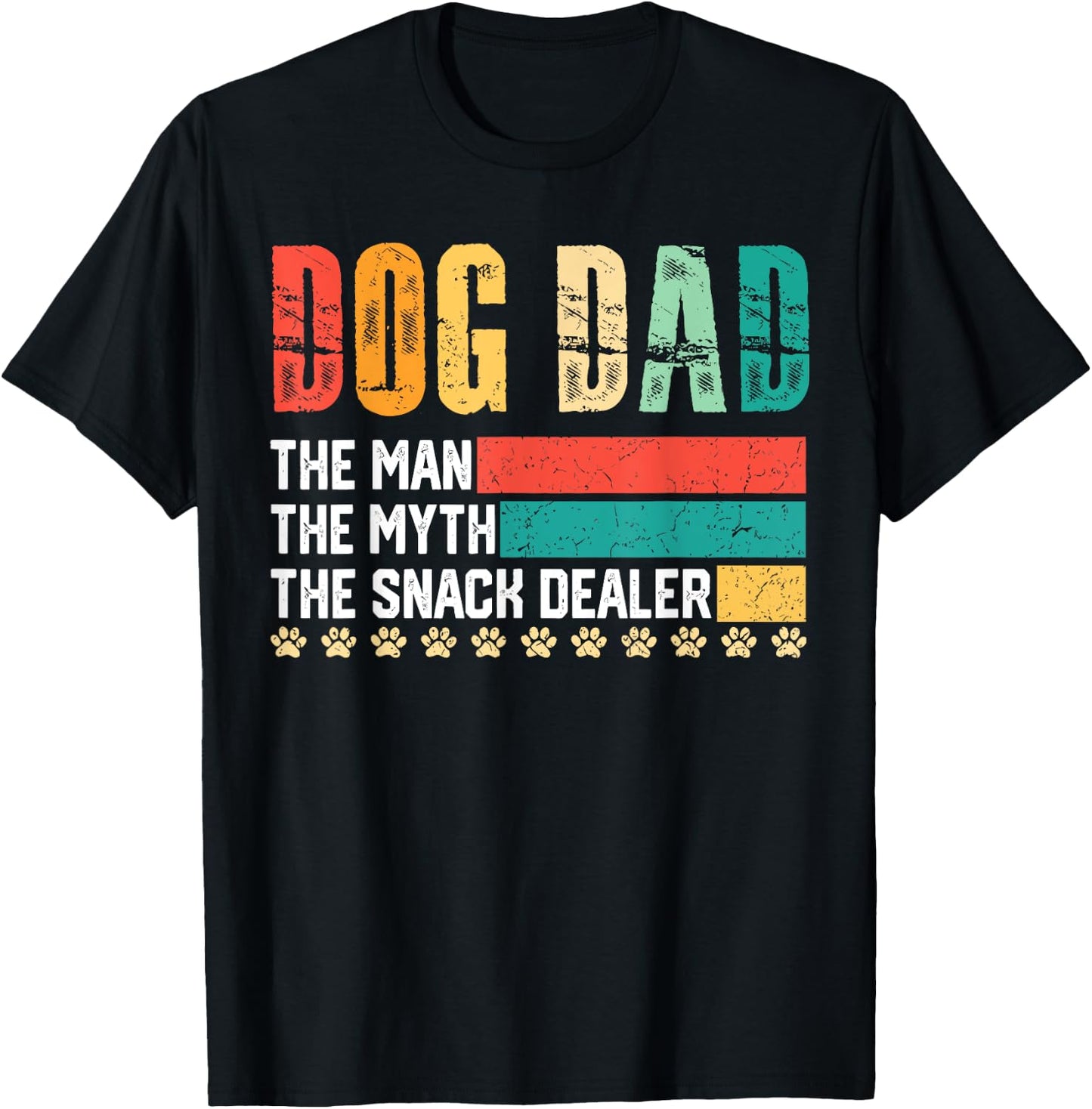 Vintage Dog Dad The Man The Myth Snack Dealer Father Day T-Shirt - T-Shirt | Black