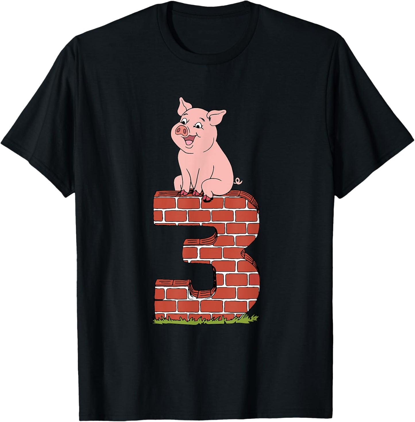 Three Little Pigs Pig 3 Halloween Costume Kids Adults T-Shirt - T-Shirt | Black