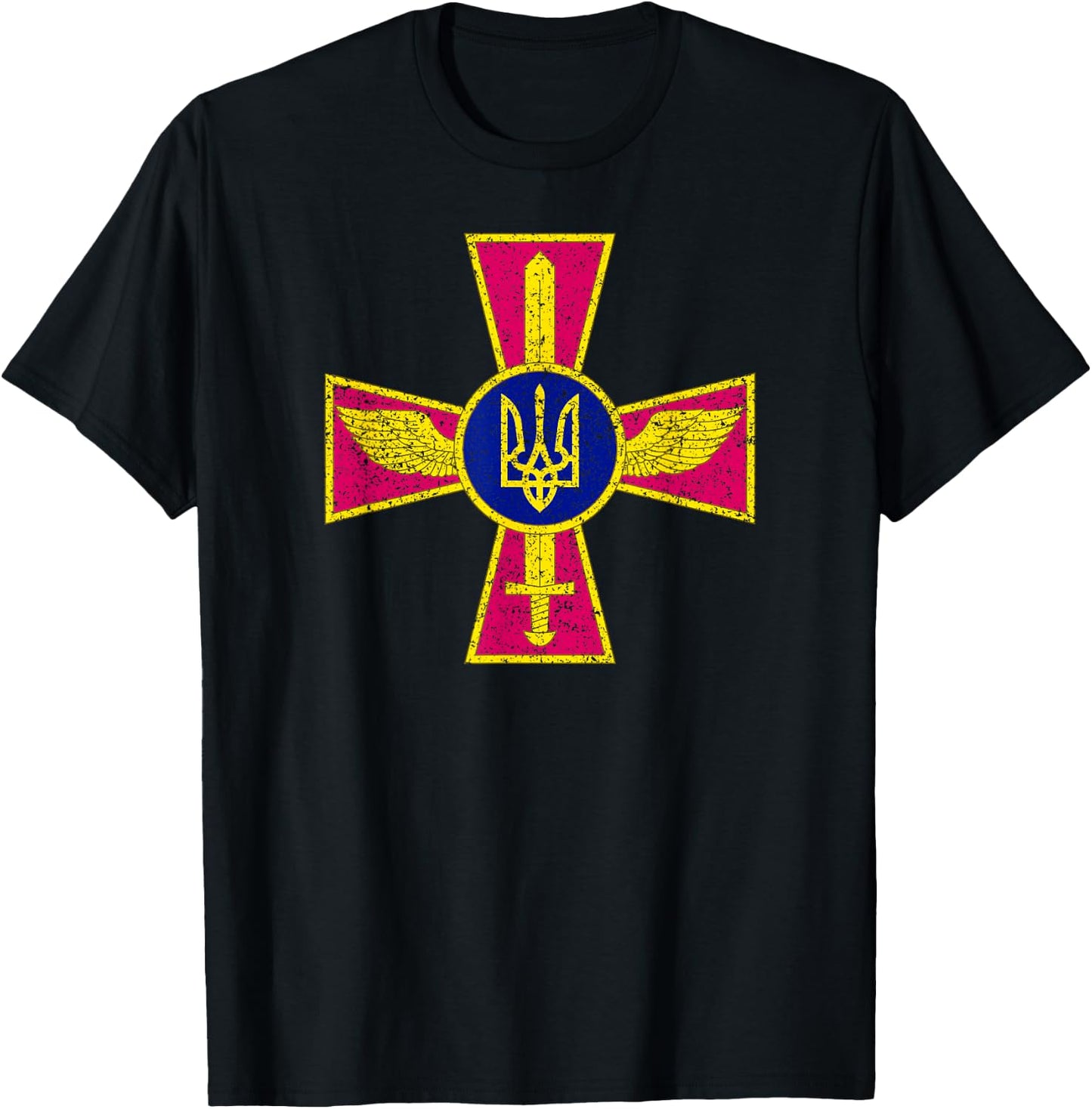 Ukrainian Air Force Emblem Ukraine Armed Forces Uaf T-Shirt - T-Shirt | Black