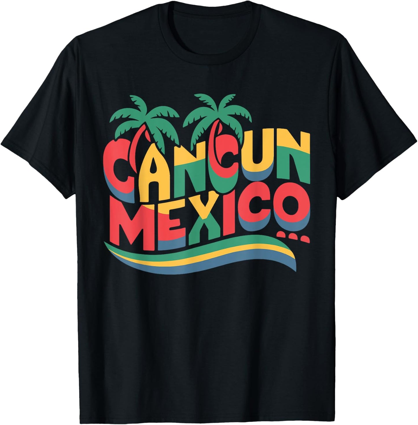 Funny Cancun Mexico Colorful Typography T-Shirt - T-Shirt | Black
