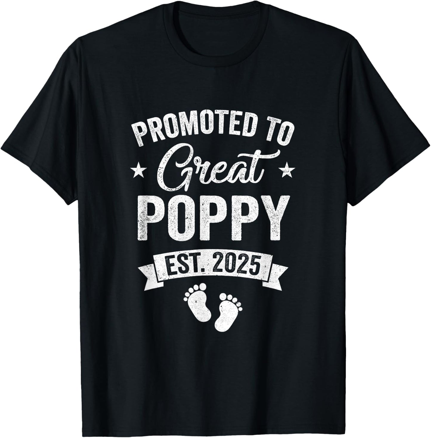 Promoted To Great Poppy Est 2025 Pregnancy Announcement T-Shirt - T-Shirt | Black