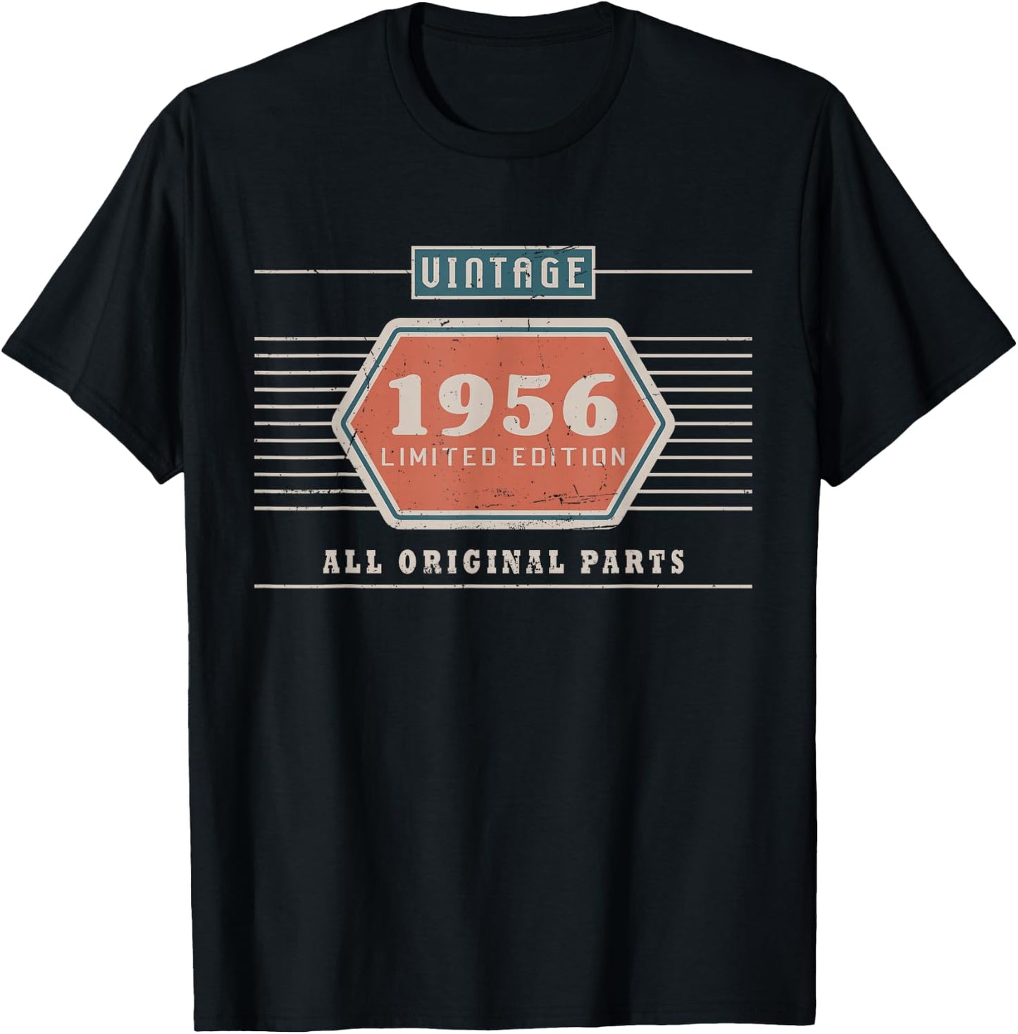 Vintage 1956, Retro 70th Birthday, 70 Years Old Birthday T-Shirt - T-Shirt | Black