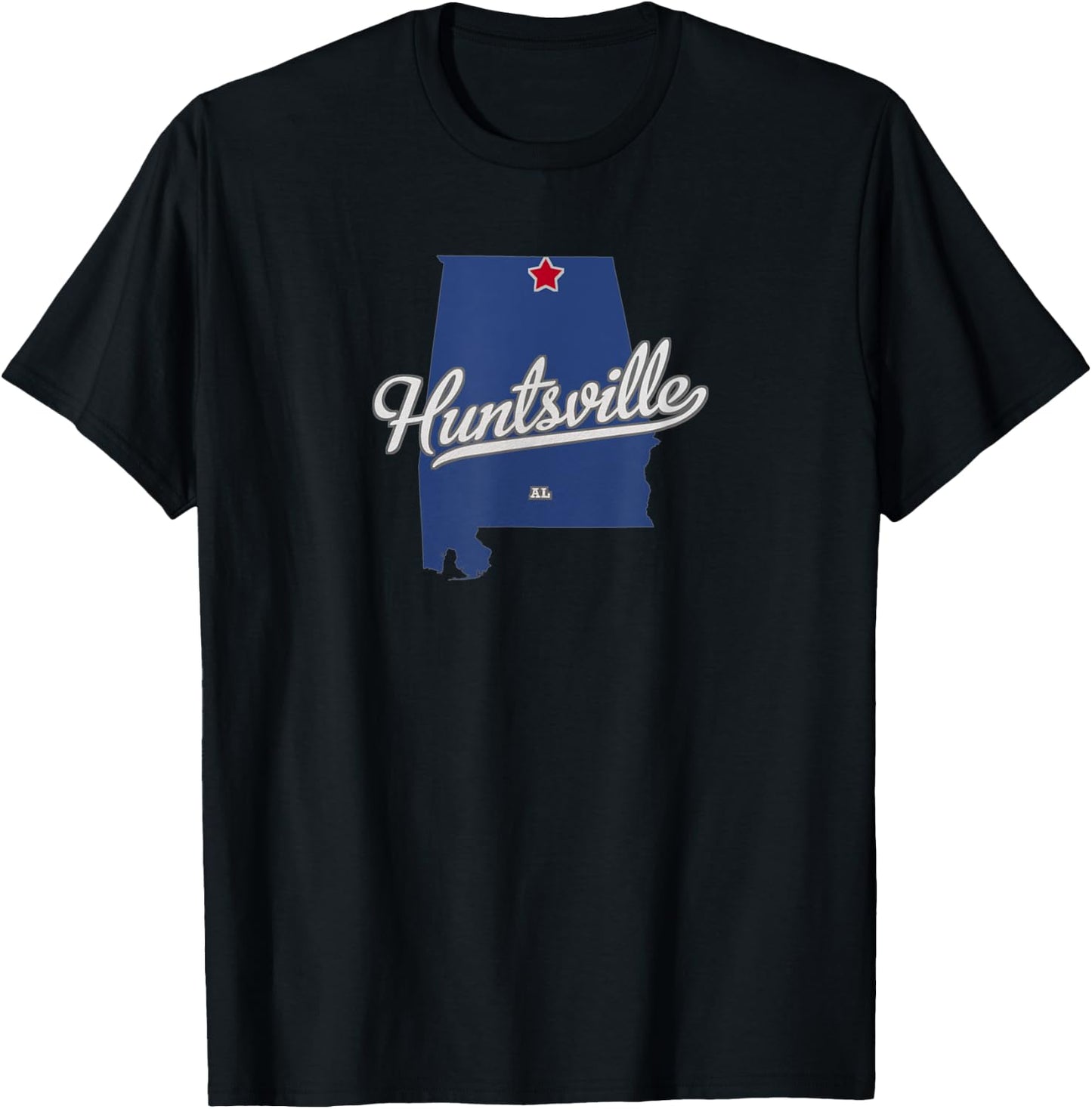 Huntsville Alabama AL Map T-Shirt - T-Shirt | Black