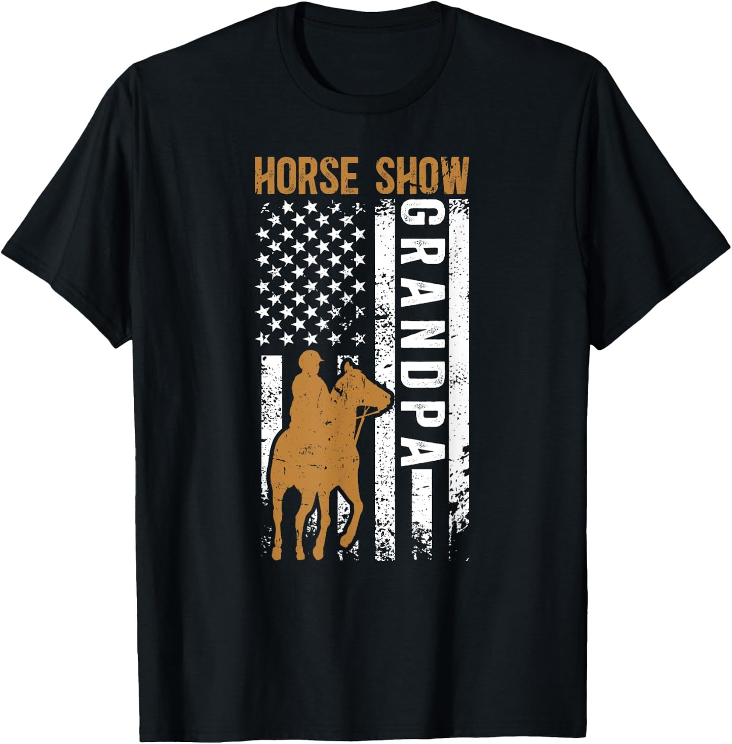 Horse Show Grandpa US Flag Equestrian Grandfather T-Shirt - T-Shirt | Black