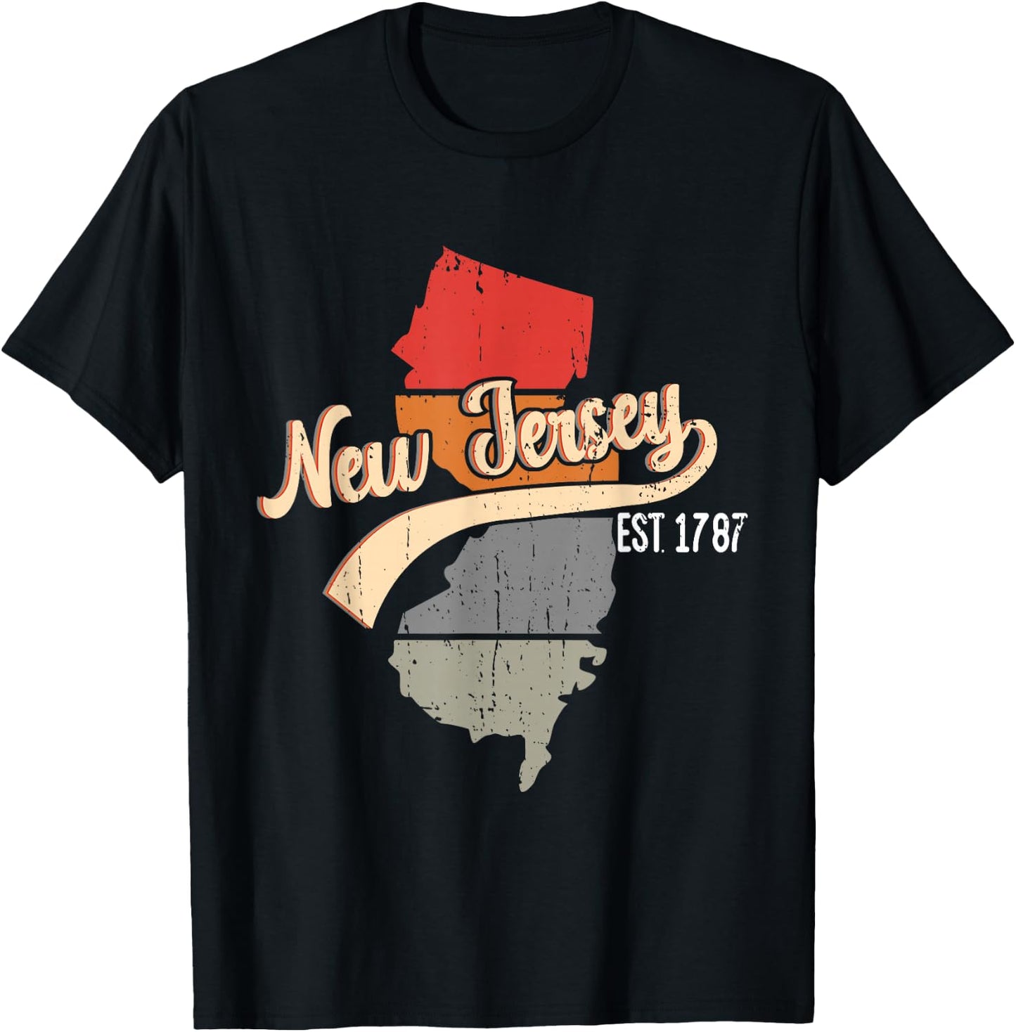 New Jersey Home State NJ Sunburst Vintage Retro Design T-Shirt - T-Shirt | Black
