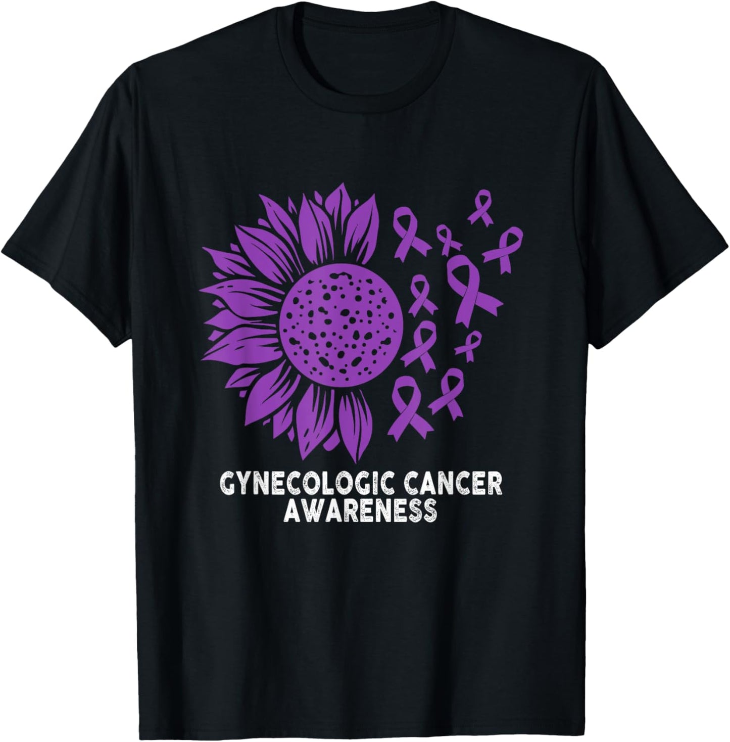 Gynecologic Cancer Awareness Gynecologic Cancer Sunflower T-Shirt - T-Shirt | Black
