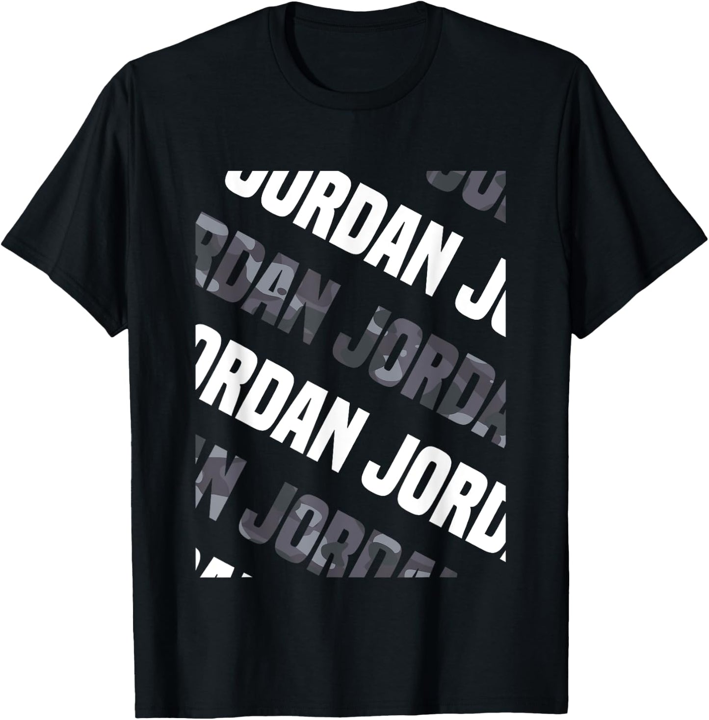 Diagonal Jordan Pattern Design Gift Grey Camouflage Print T-Shirt - T-Shirt | Black