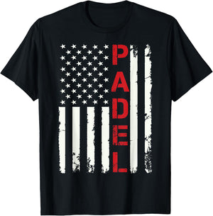 Padel-Shirt USA Flag Padel Player 4th Of July Men Father Day T-Shirt - T-Shirt | Black
