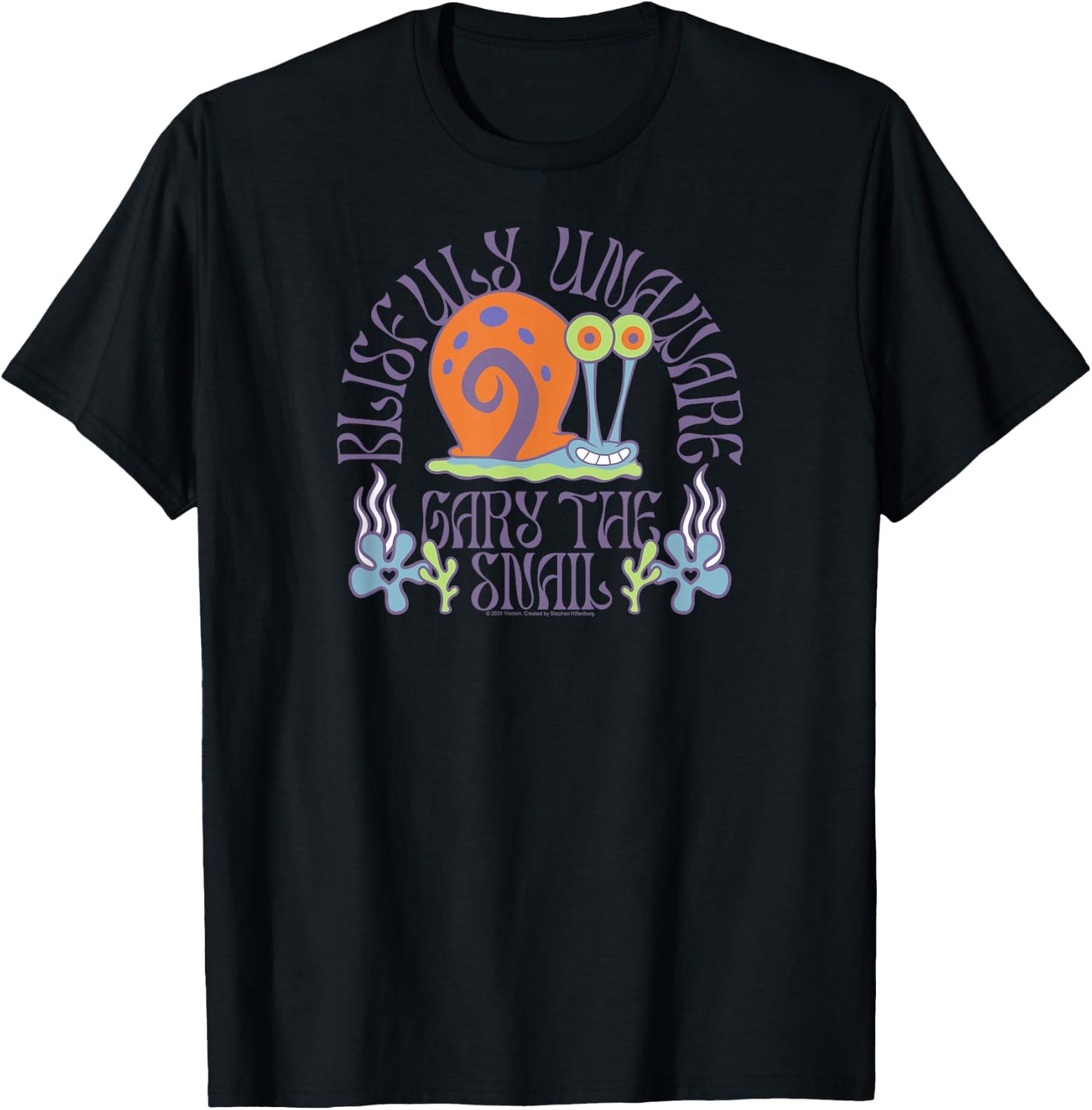 Spongebob Squarepants - Gary The Snail Blissfully Unaware T-Shirt - T-Shirt | Black