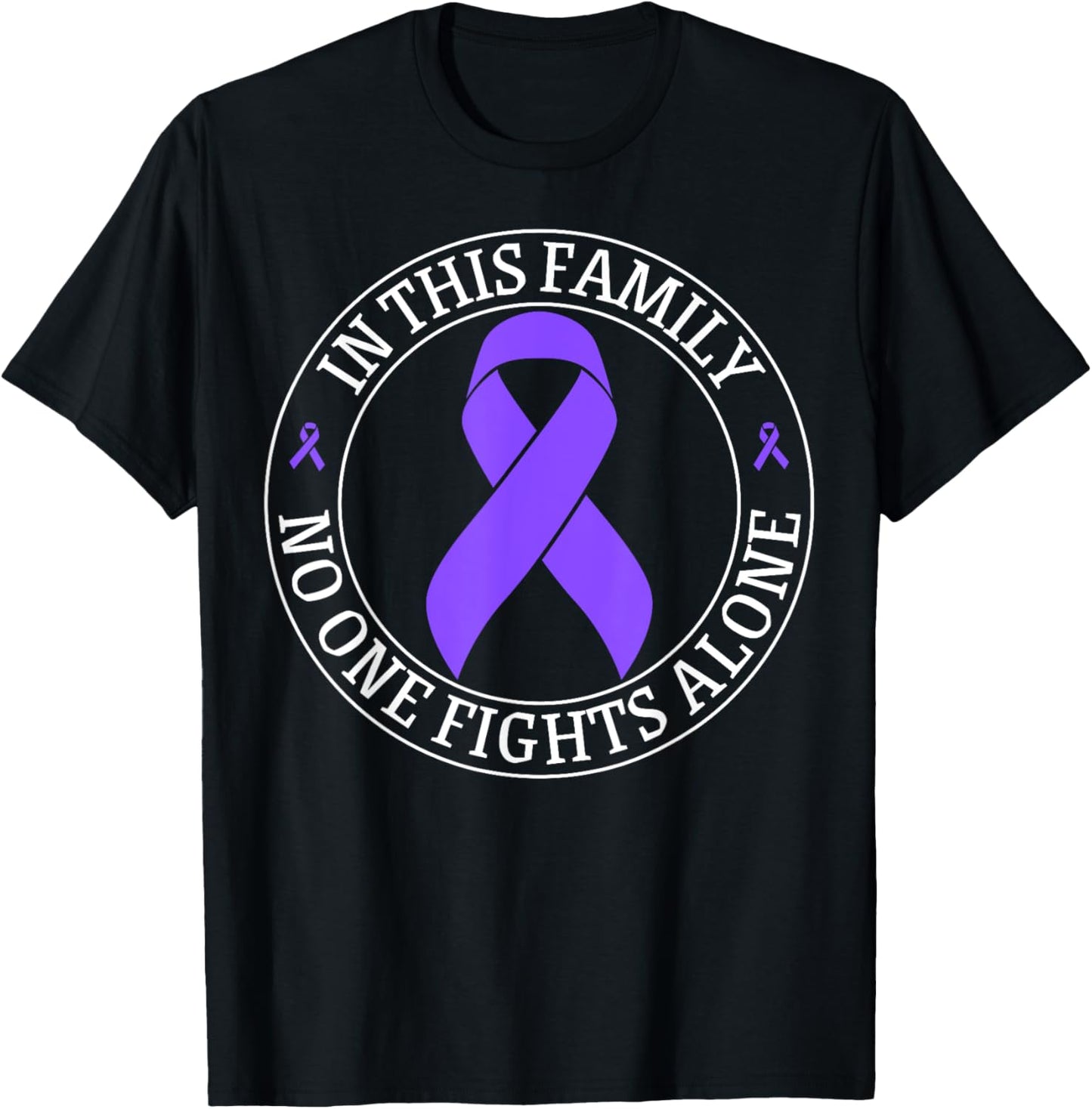In This Family no-one Fight Alone Hodgkin's Lymphoma Cancer T-Shirt - T-Shirt | Black