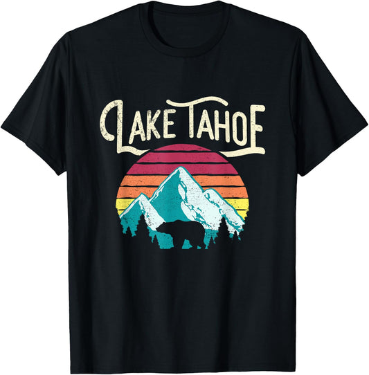 Vintage Lake Tahoe Mountain Retro T-Shirt - T-Shirt | Black