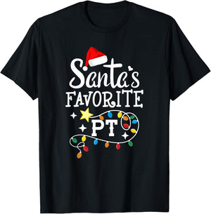 Christmas Physical Therapist Therapy Santa's Favorite PT T-Shirt - T-Shirt | Black