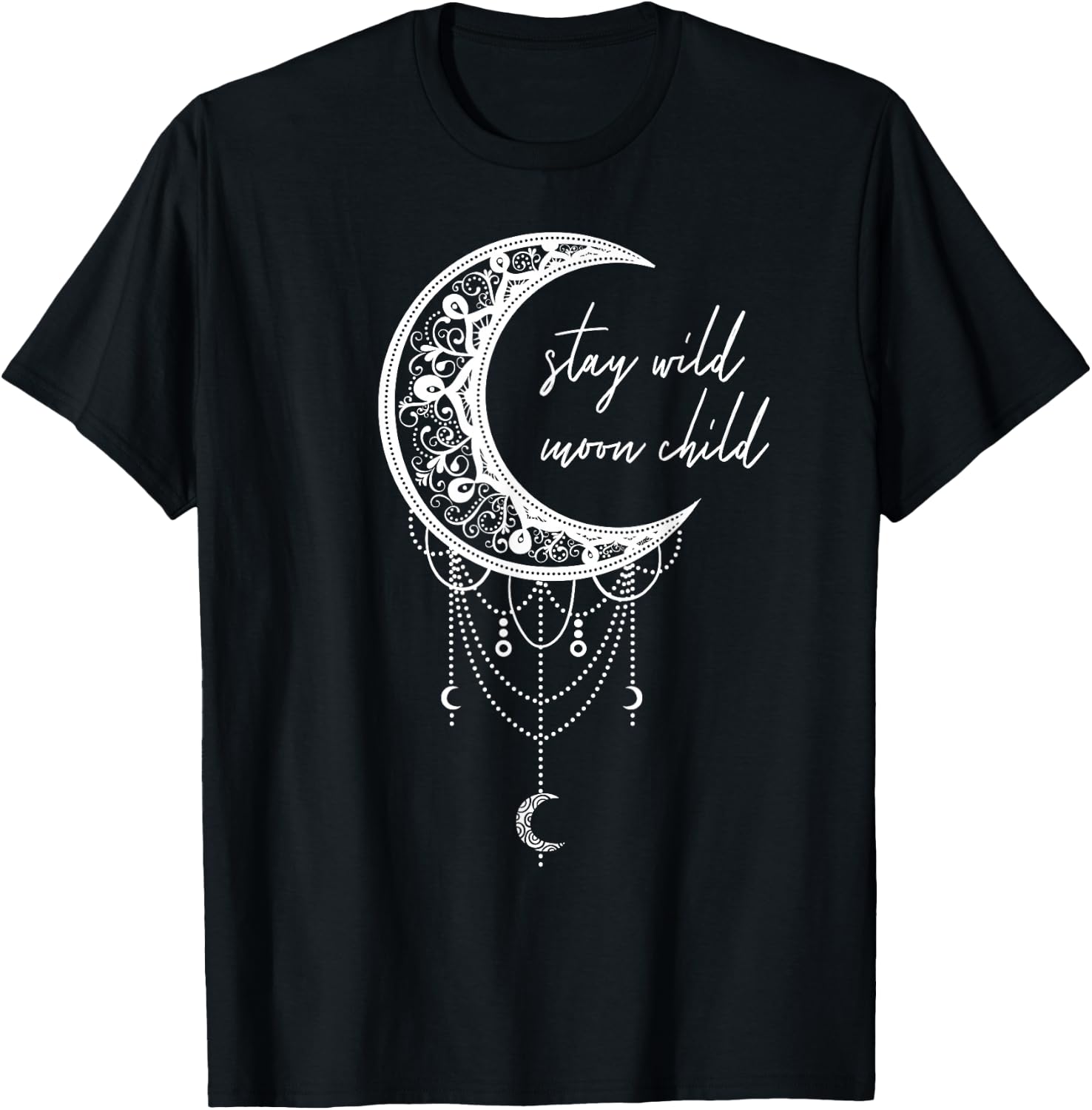 Stay Wild Moon Child Boho Peace Hippie Gift Moon Child T-Shirt - T-Shirt | Black
