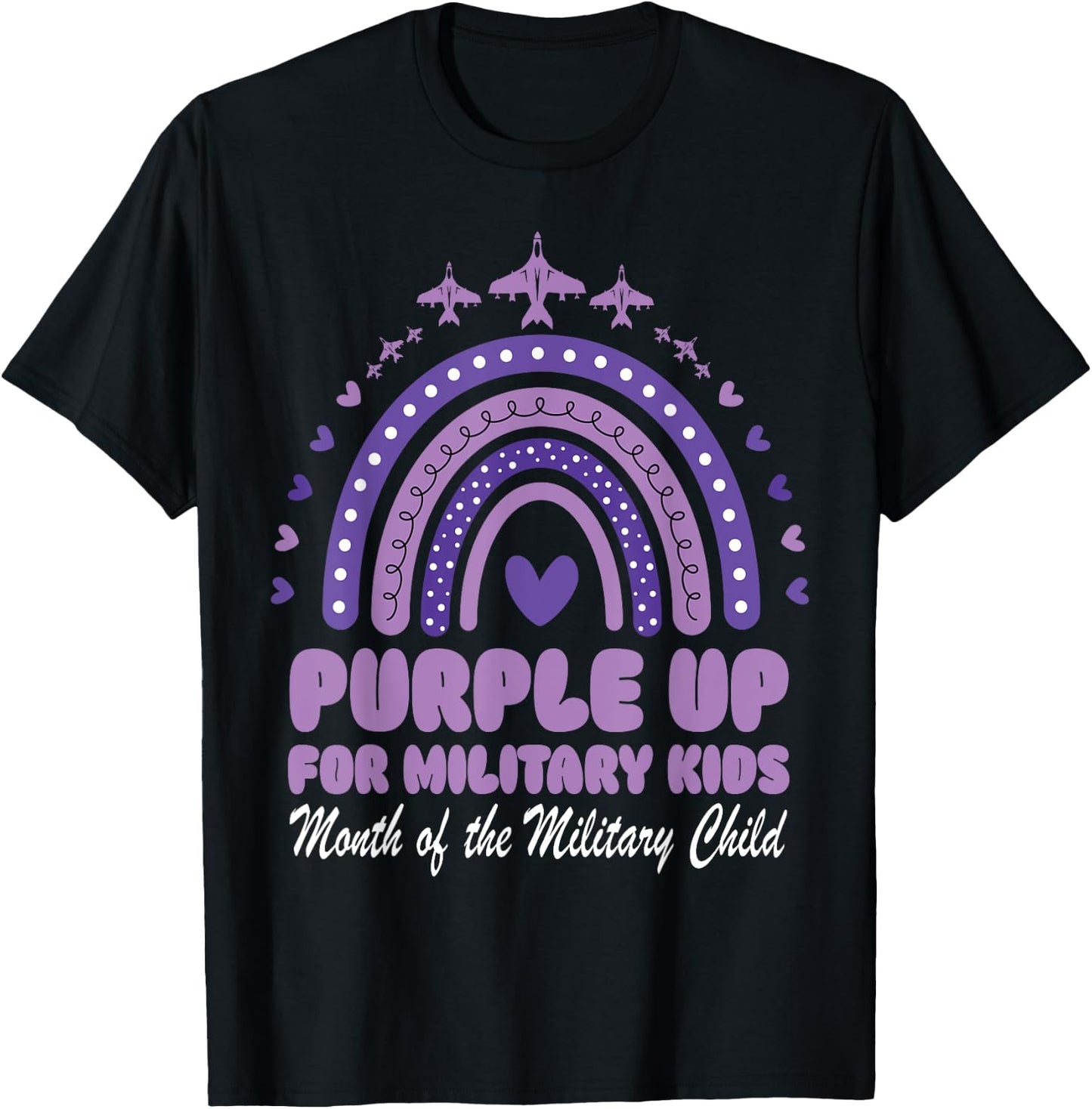 Purple Up for Military Kids, Rainbow Month of Military Child T-Shirt - T-Shirt | Black
