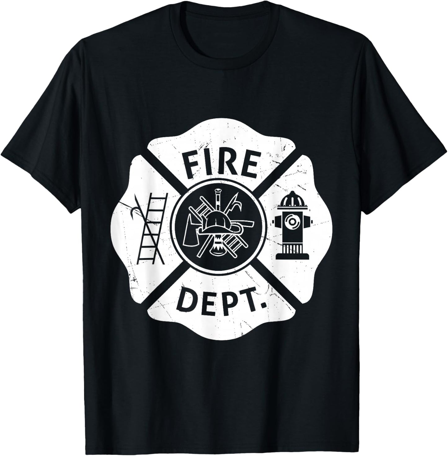 Fire Department Logo Uniform Fireman Symbol Firefighter Gear T-Shirt - T-Shirt | Black