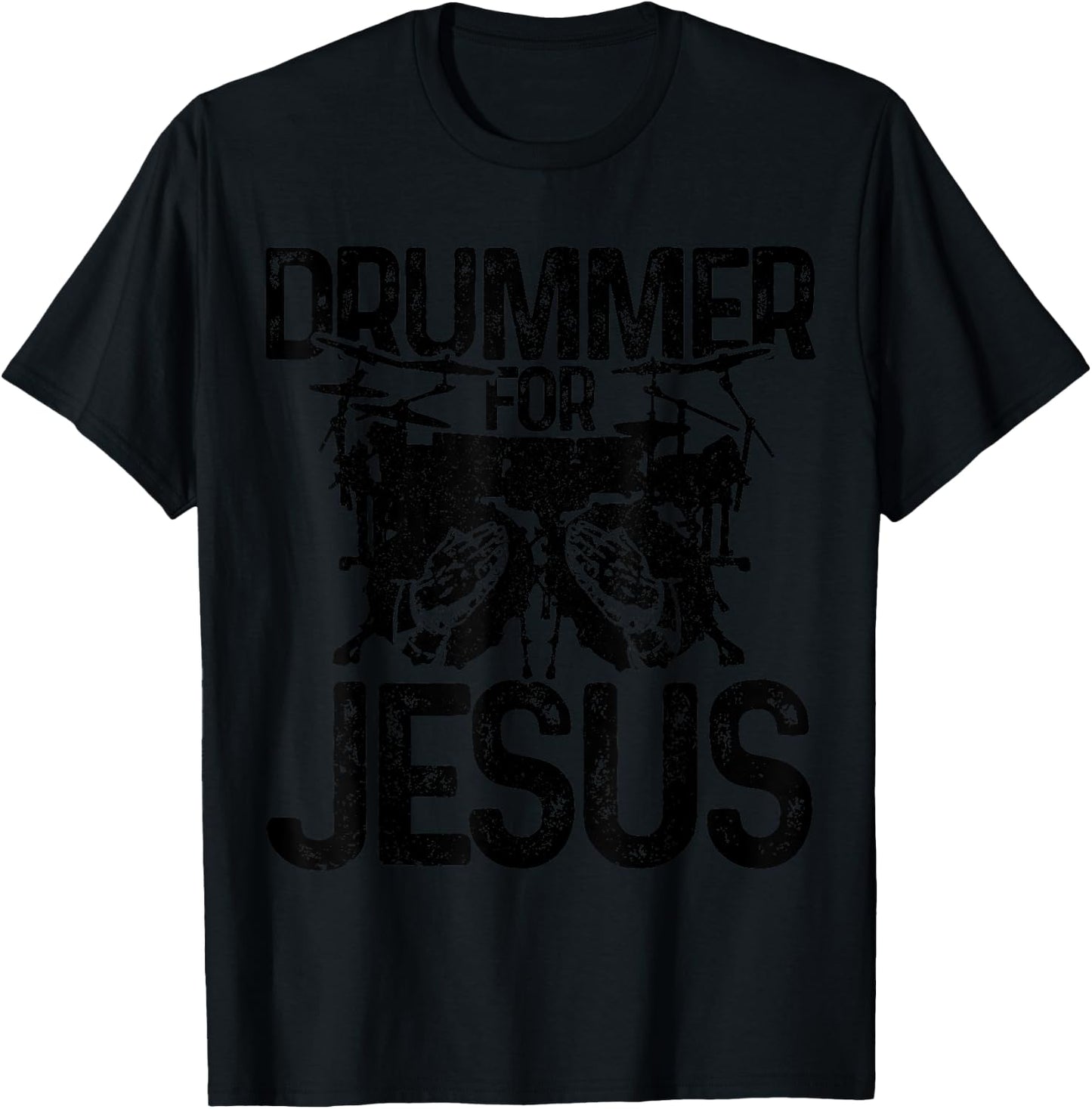 Drummer For Jesus Praying Hands Drums Christian Drummer T-Shirt - T-Shirt | Black