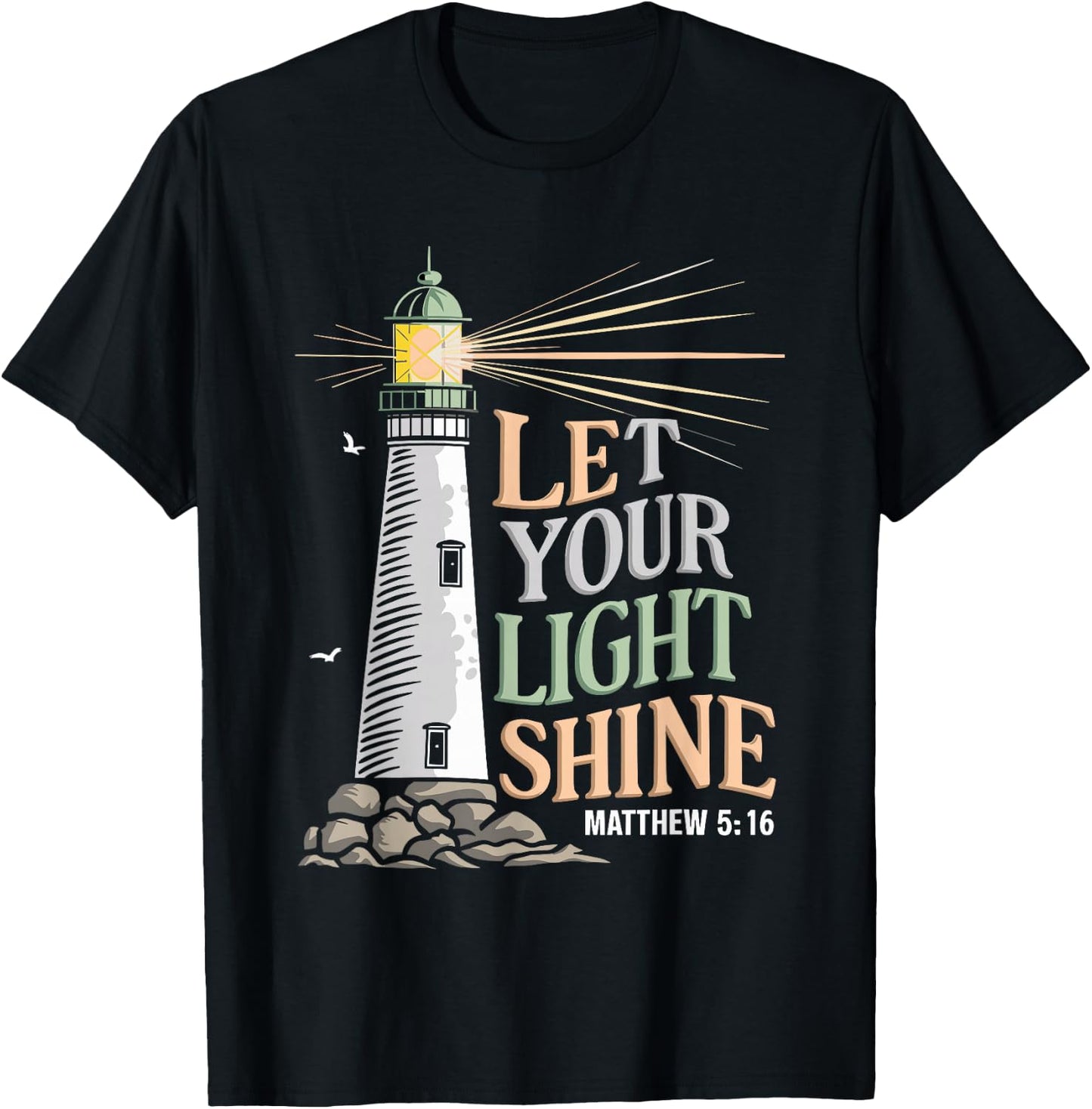 Christianity Jesus Lighthouse-let your light shine T-Shirt - T-Shirt | Black